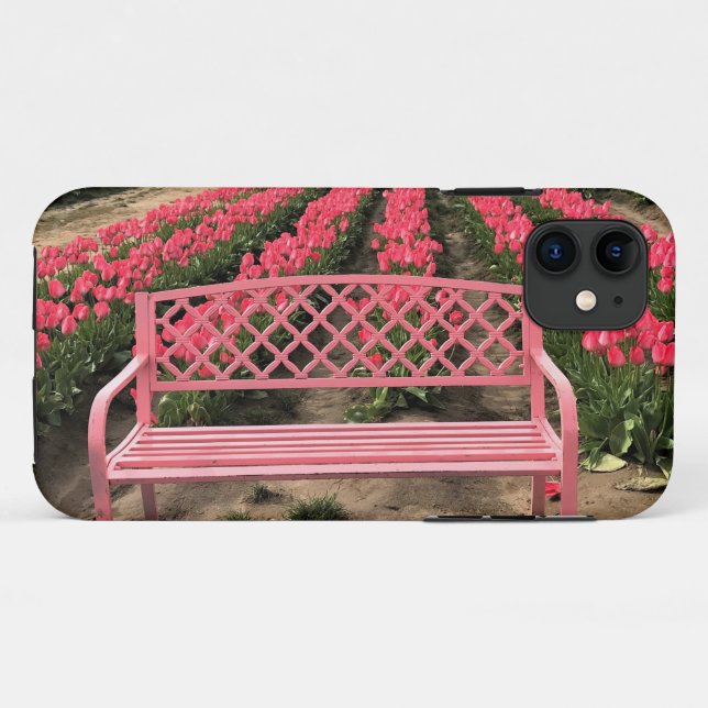 Rosa Bank mit rosa Tulpen Case-Mate iPhone Hülle (Rückseite (Horizontal))