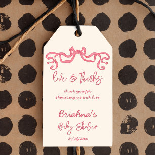Rosa Bänkeschleife Babydusche bevorzugt Geschenkanhänger
