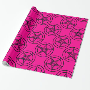 rosa Baphomet-Pentagramm Halloween Geschenkpapier