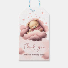 Rosa Bär auf Wolken Geburtstagsgeschenk Tasche Geschenkanhänger