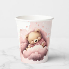 Rosa Bär auf Wolken Geburtstagskuppeln Pappbecher