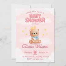 Rosa Bär Baby Shower Einladung