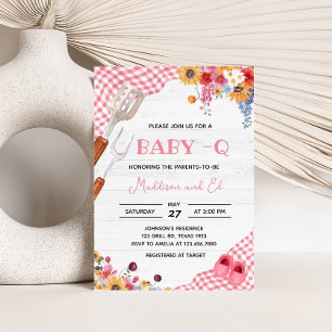 Rosa Barbeque-Baby-Shower Einladung