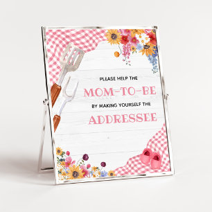Rosa Barbeque-Baby-Shower-Umschlag-Station-Schild Poster