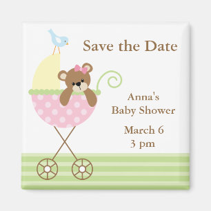 Rosa Bärn-Baby-Dusche Save the Date Magnet