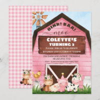 Rosa Barn Oink Baa Moo Landtiere Geburtstag
