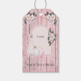 Rosa Barnholz mit rosa Parfüm Flaschen Fun Design Geschenkanhänger
