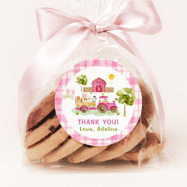 Rosa Barnyard Farmtiere Geburtstag Runder Aufkleber