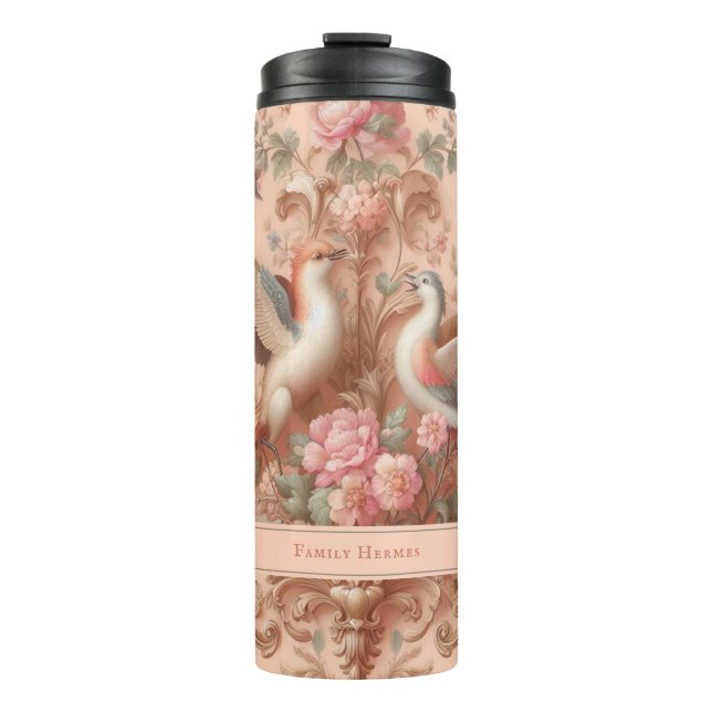 Rosa Barock Rokoko Blume Morris Thermosbecher (Vorderseite)