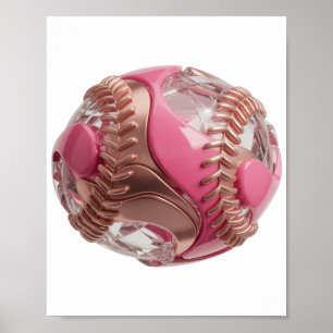 ROSA BASEBALL MIT DIAMANTEN UND ROSÉGOLD-STICKEREI POSTER