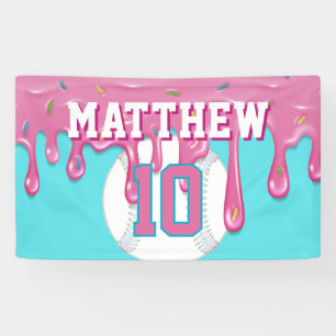 Rosa Baseball-Tropf-Geburtstag Banner