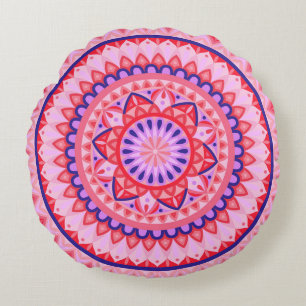 Rosa Basis Mandala Rundkissen Rundes Kissen
