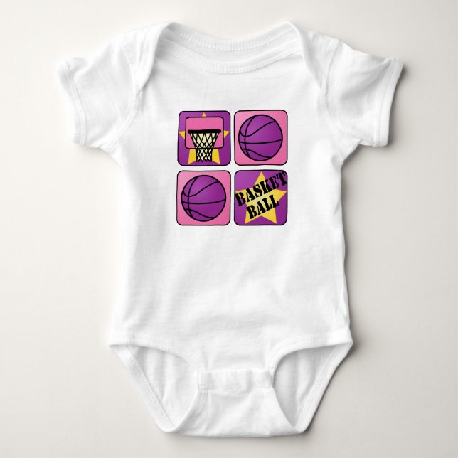 Rosa Basketball Baby Strampler (Vorderseite)