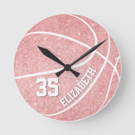 rosa Basketball der personalisierten Mädchen Runde Wanduhr