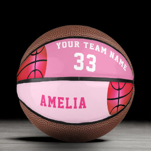 Rosa Basketball Mädchen Spieler Name Team Nummer