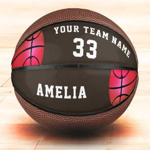 Rosa Basketball Mädchen Spielerin Name Team Nummer