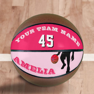 Rosa Basketball mit Teamname und Nummer