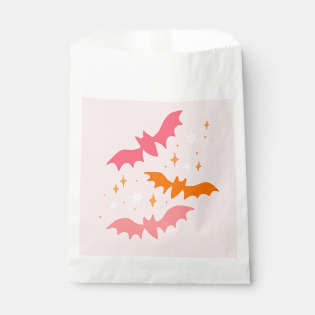 Rosa Bats Halloween Geschenktütchen (Vorderseite)
