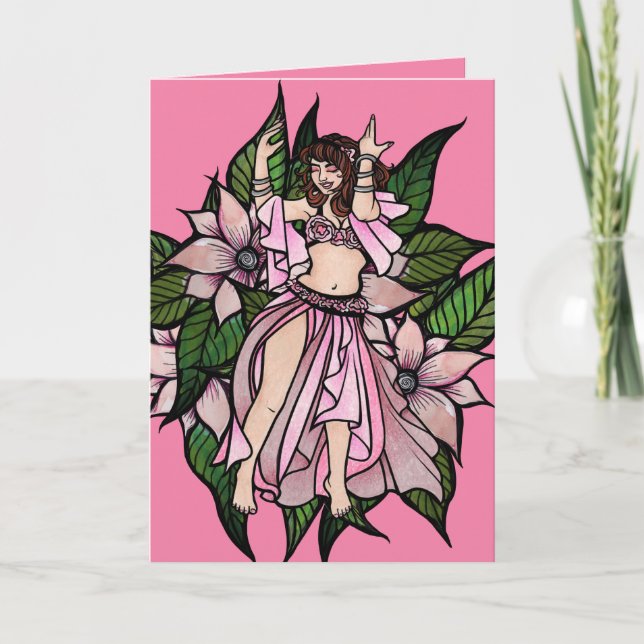 Rosa Bauchtänzerin Shimmy                          Karte (Vorderseite)