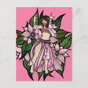 Rosa Bauchtänzerin Shimmy Postkarte