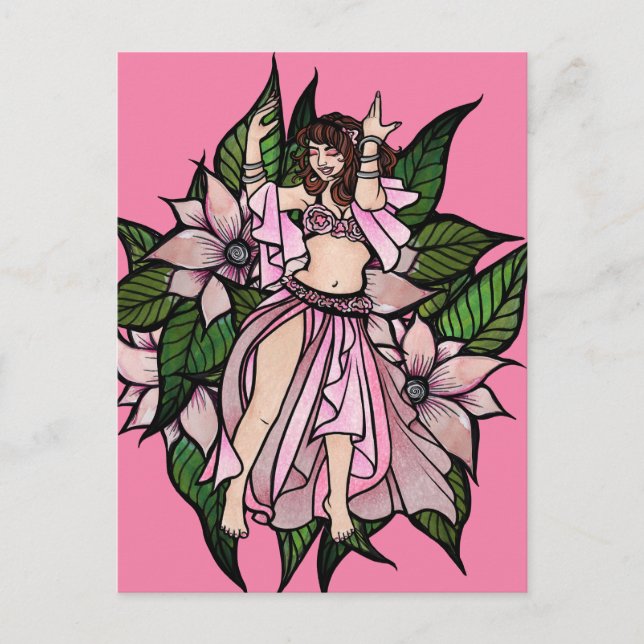 Rosa Bauchtänzerin Shimmy                          Postkarte (Vorderseite)