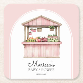 Rosa Bauern Market Babydusche Rechteckiger Pappuntersetzer