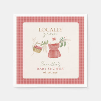 Rosa Bauernmarkt-Baby-Party mit regionalen Produkt Serviette