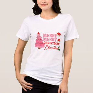 Rosa Baum & Fette Frohe #weihnachtsbaum #xmas Tri-Blend Shirt