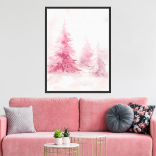 Rosa Baum-Wandkunst – Elegante florale Heimdekorat Leinwanddruck
