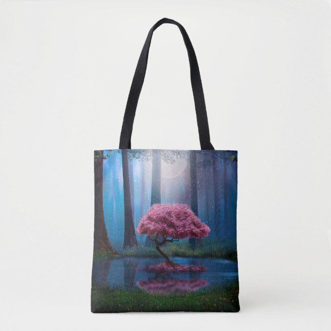 Rosa Bäume und Teich in den Wäldern nachts (Vorderseite)