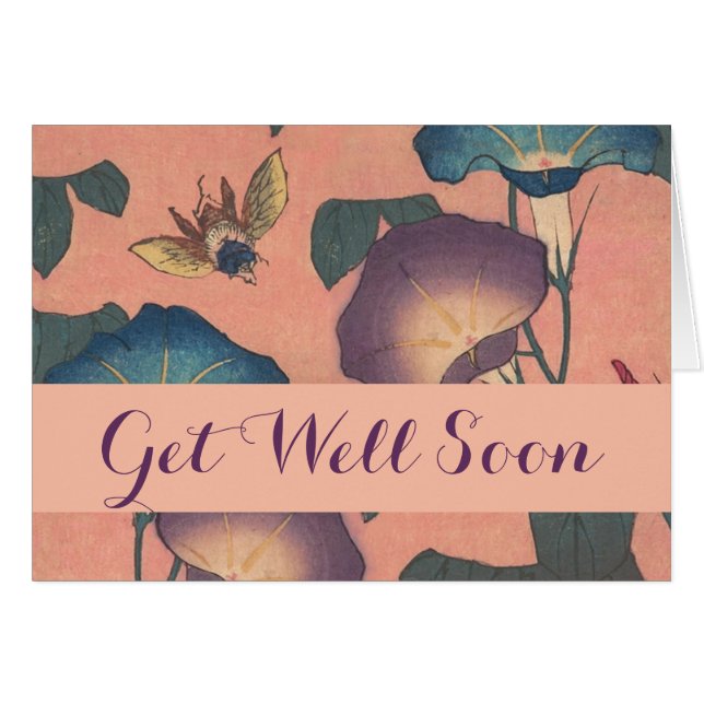 Rosa Bee Blume Classic Hokusai Art (Vorderseite (Horizontal))