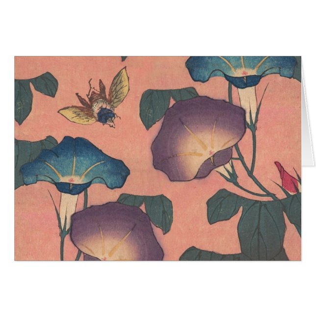 Rosa Bee Blume Classic Hokusai Art (Vorderseite (Horizontal))