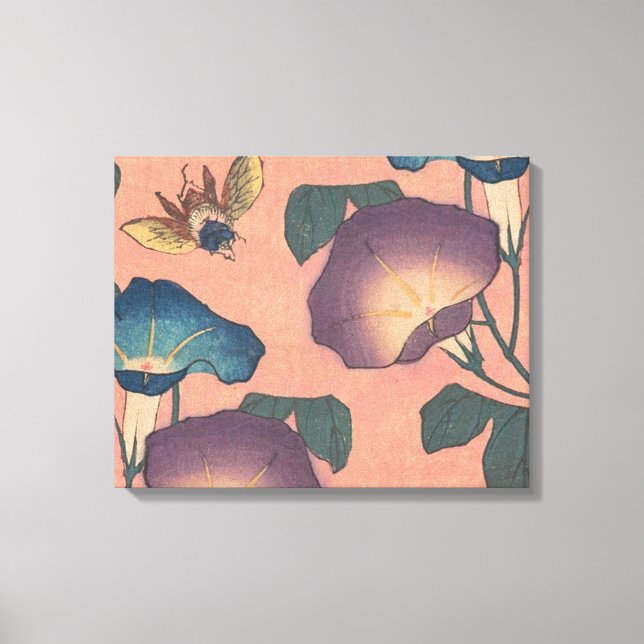 Rosa Bee Blume Classic Hokusai Art Leinwanddruck (Vorderseite)