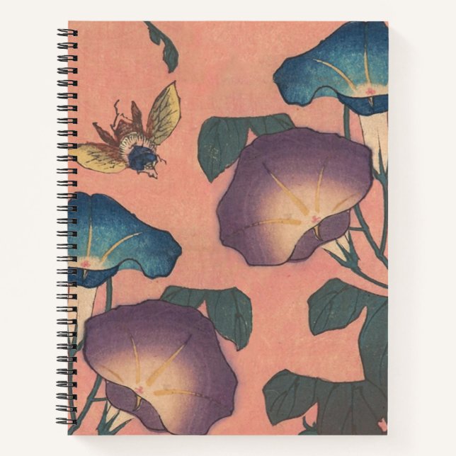 Rosa Bee Blume Classic Hokusai Art Notizbuch (Vorderseite)