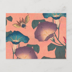 Rosa Bee Blume Classic Hokusai Art Postkarte