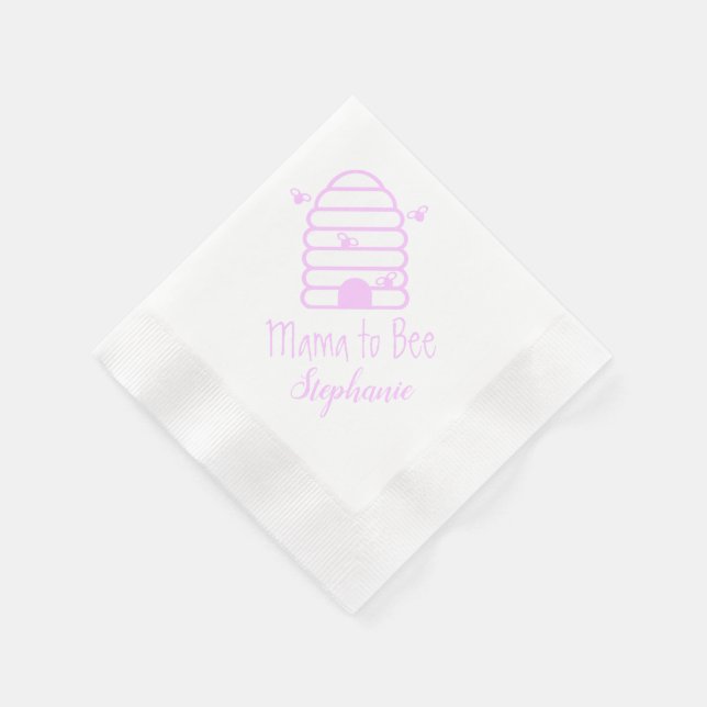 Rosa Bee Themed Baby Dusche Napkin Serviette (Ecke)