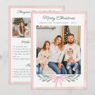 Rosa Beeren Schleife Familie Highlights Frohe Weih Feiertagskarte