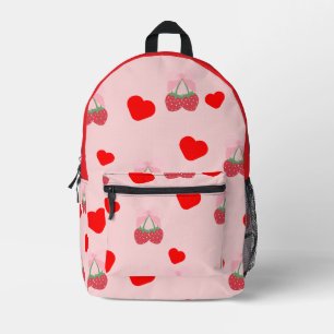 Rosa Beeren und Herzen rosa und rot Bedruckter Rucksack