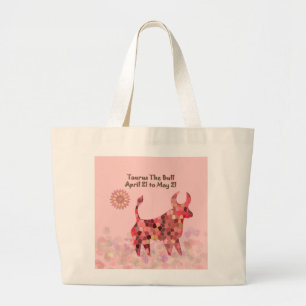 Rosa Beflecken-Glas Stier-große Taschen-Tasche Jumbo Stoffbeutel