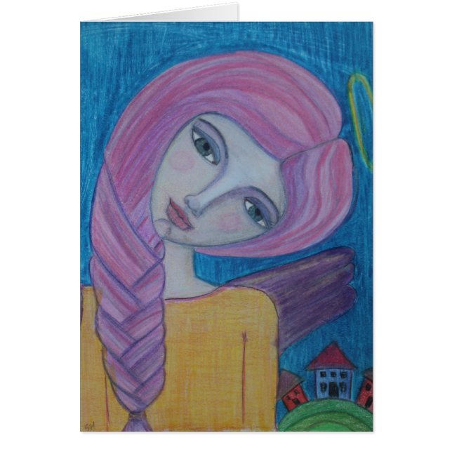 Rosa behaarter Engels-leere Karte (Vorne)