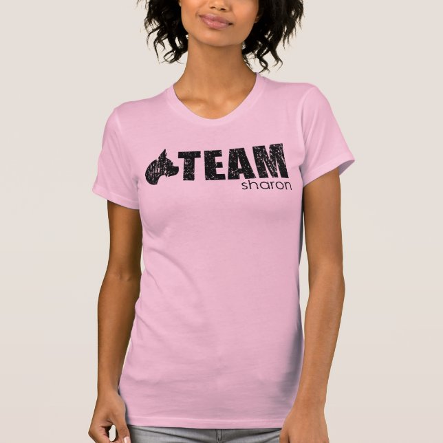 Rosa Behälter Team-Sharons T-Shirt (Vorderseite)
