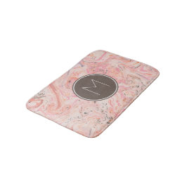 Rosa Beige graue Marmormonogramm Bath Mat Badematte