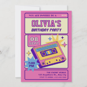 Rosa-beige Retro-Party Einladung
