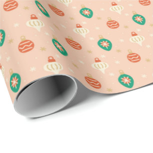 Rosa-beige Weihnachtsbälle und -dekorationen Geschenkpapier