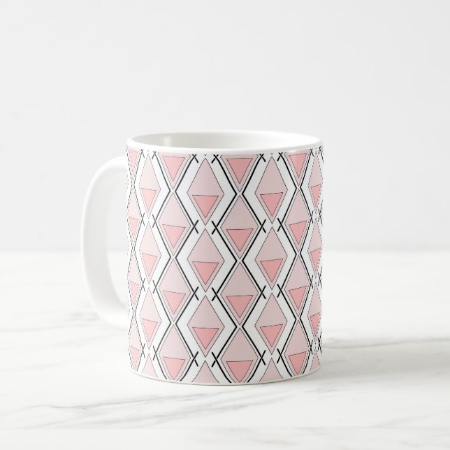 Rosa beiger geometrischer Muster Kaffeetasse (Vorderseite Links)