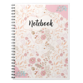 Rosa beiges Blumenmuster - feminin elegant Notizblock