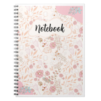 Rosa beiges Blumenmuster - feminin elegant Notizblock