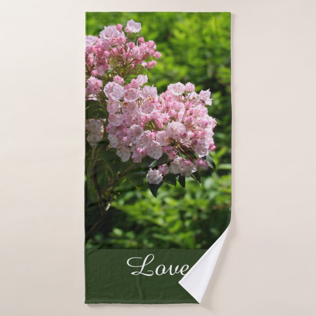 Rosa Berg Laurel Grün Blätter Badetuch Set (Badehandtuch)