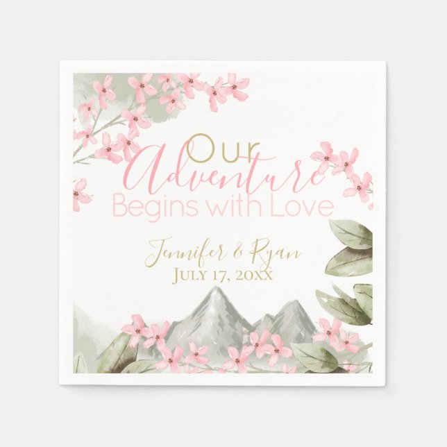 Rosa Bergblüten Abenteuer Serviette (Vorderseite)