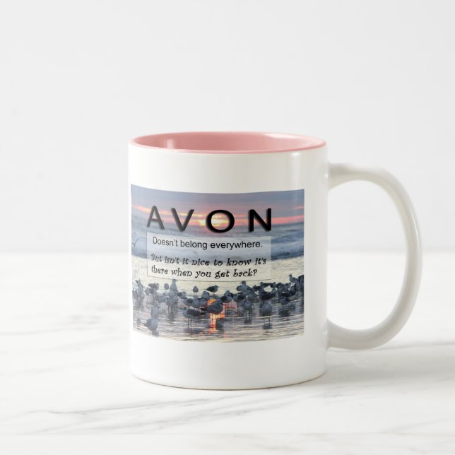 Rosa beringte Kaffee-Tasse AVON Zweifarbige Tasse (Rechts)